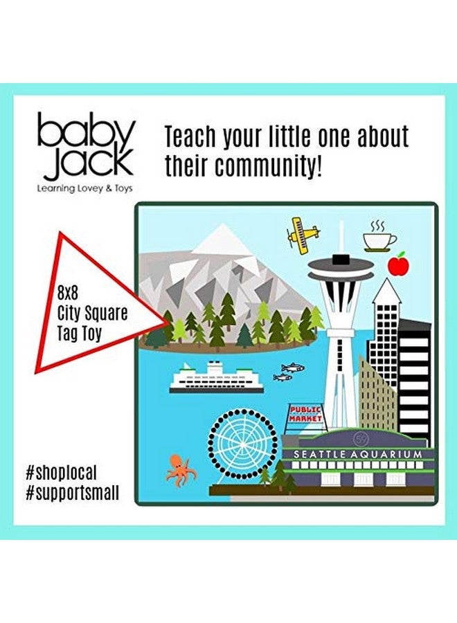 The Learning Lovey Baby Jack & Co 8x8” Learning Lovey Seattle Washington Tag Toys for Babies - Baby Crinkle Toys - Soft & Safe - Learn USA Cities and Shapes - Ideal Baby Toy & Gift BPA Free w/Stroller Clip - Image 3
