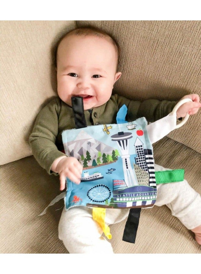 The Learning Lovey Baby Jack & Co 8x8” Learning Lovey Seattle Washington Tag Toys for Babies - Baby Crinkle Toys - Soft & Safe - Learn USA Cities and Shapes - Ideal Baby Toy & Gift BPA Free w/Stroller Clip - Image 4