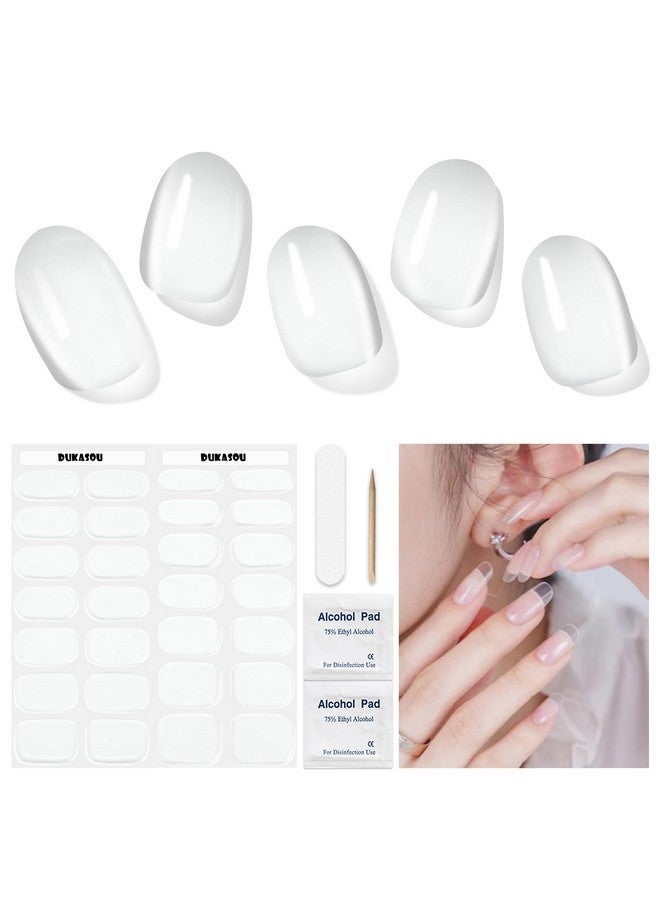 دوكاسو شرائط أظافر جل شبه معالجة، شفافة | 28 قطعة من شرائط أظافر جل تعمل مع أي مصباح الأشعة فوق البنفسجية، ملصقات أظافر جل الأشعة فوق البنفسجية عالية الجودة، سهلة الاستخدام لأظافر المنزل - Image 1