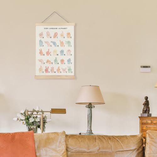 LUVADIAN Asl Alphabet Poster Hanger Frame,Sign Language Poster,Alphabet Posters for Classroom Wall,Sign Language Book for Kids,Toddler Learning Posters for Nursery Kids Room,12x16 Inches - Image 3