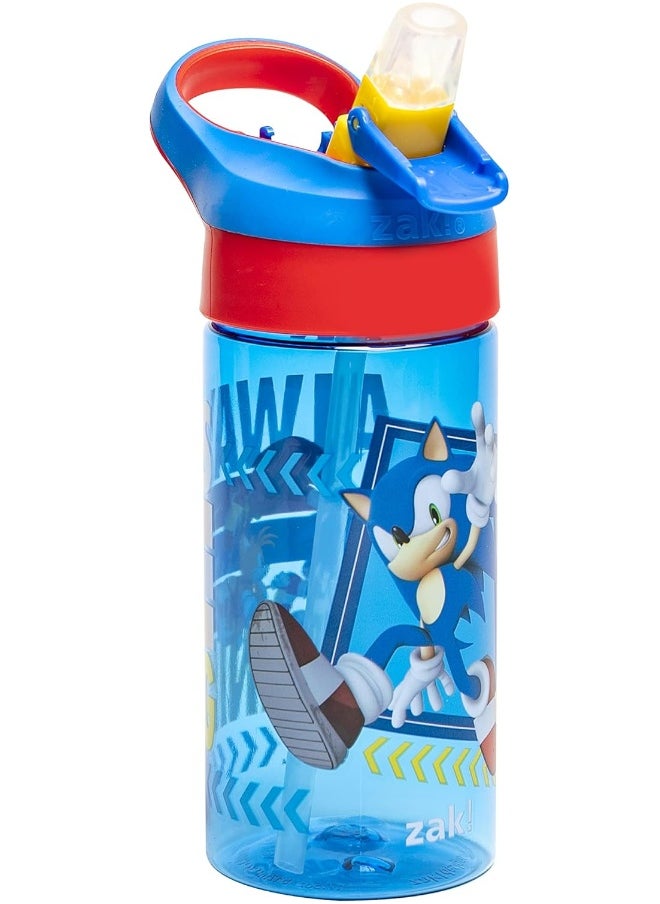 Zak Designs Zak Designs Sonic the Hedgehog Kids Water Bottle with Spout Cover and Built-in Carrying Loop, Made of Durable Plastic, Leak-Proof Water Bottle Design for Travel (17.5 oz, Non-BPA, Pack of 2)  - Image 4