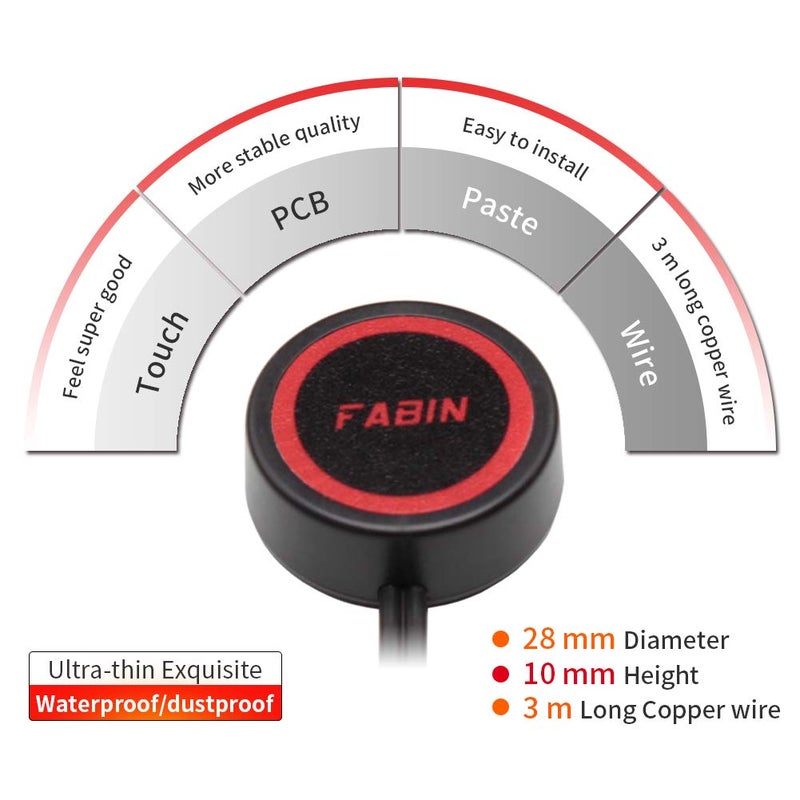 FARBIN Horn Push Button 2Pcs，Momentary Switch with 3 Meters Wire，Round Red Cap On Off Switch，SPST Tactile On Off，DIY Electronics Accessories Prewired - Image 3