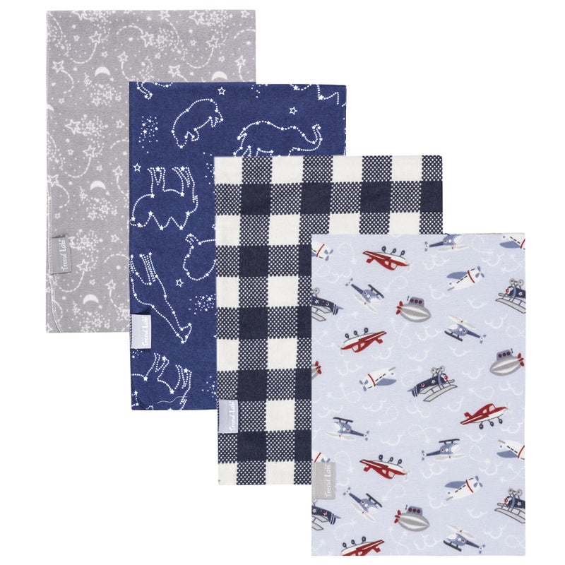 Trend Lab Safari Chevron 4-Pack Flannel Receiving Blankets - 30x30 Inch, 100% Cotton Baby Blankets
