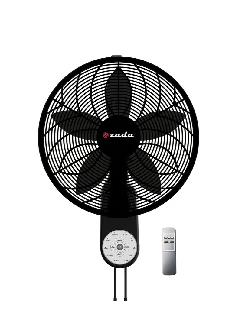Zada Wall Fan with Remote Control - 18 Inch - Black