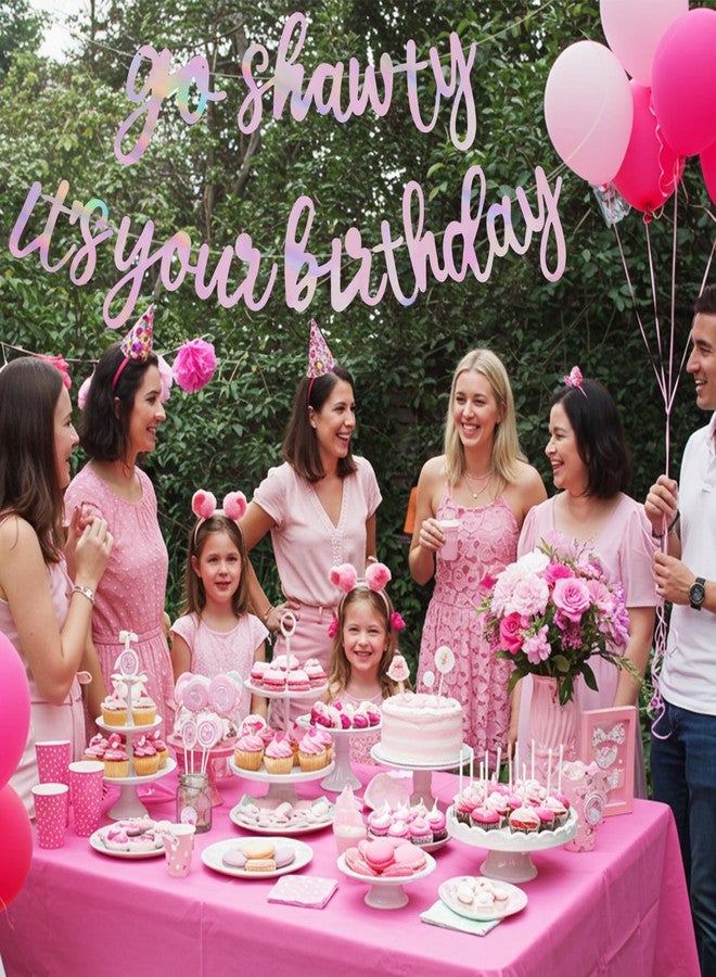 بيشيدا لافتة عيد ميلاد بيشيدا "Go Shawty It's Your Birthday" - تصميم هيب هوب - لافتة عيد ميلاد جاهزة - لافتة عيد ميلاد بنمط الراب - للرجال والنساء - لوازم حفلات أعياد الميلاد - وجهان - قوس قزح وردي - Image 4