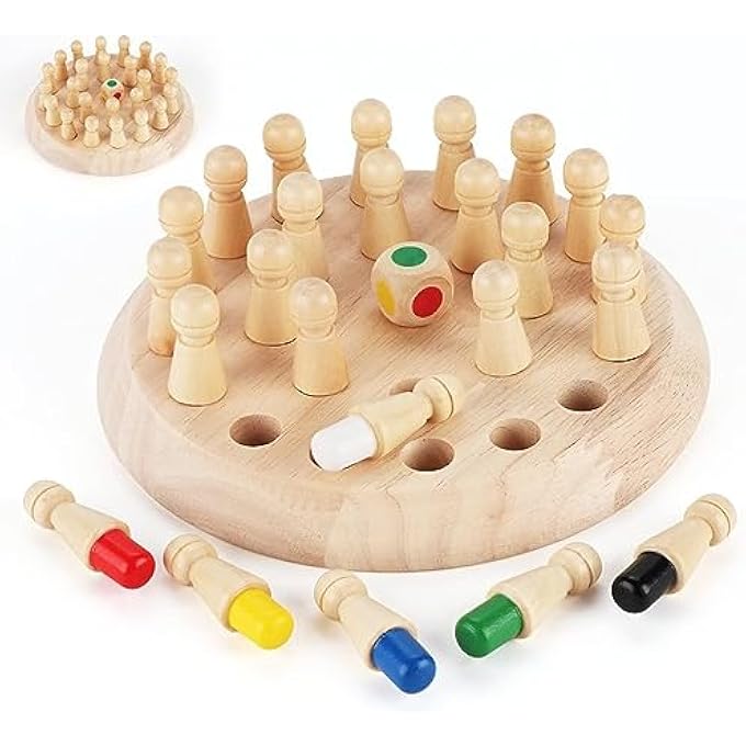 Mumoo Bear Wooden Memory Chess, Color Memory Chess, Kids Wooden Memory Match Stick Chess, Memory Game for Children Early Learning, Christmas Birthday Gift for 3 4 5 Years Kids - Image 1