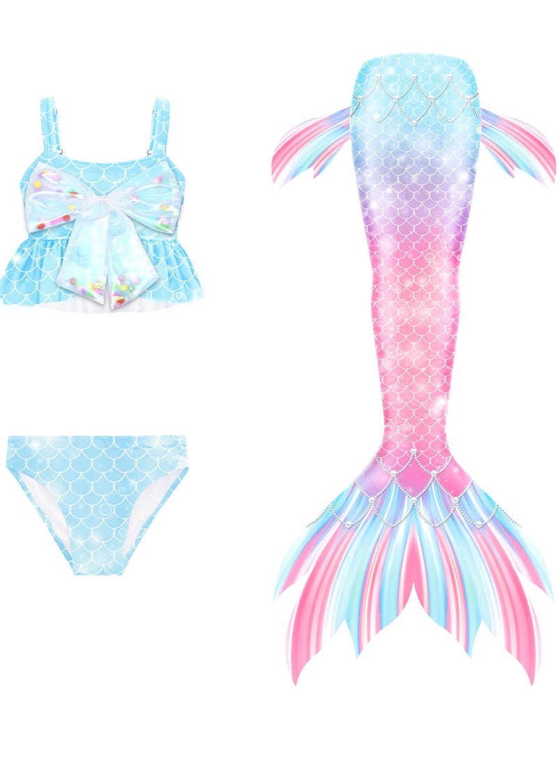 AUTOYSUR Mermaid Tail Sets Mermaid Costume Girls Swimwear Mermaid Tail Swimwear,Bikini Sets,Mermaid Costume Swimsuits for Kids - Image 1