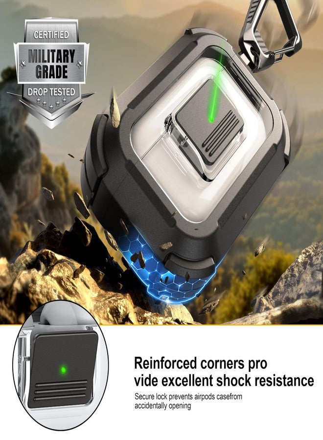 روفونجوانجو جراب حماية متوافق مع AirPods Pro من الجيل الثالث من RFUNGUANGO مع طقم تنظيف، متوافق مع Magsafe، قفل مغناطيسي تلقائي لعلبة شحن iPod Pro (كابل USB-C/Lightning) - أسود - Image 4