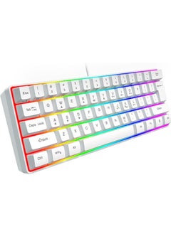 Rock Pow Rock Pow 60% Wired Gaming Keyboard, 61 Keys RGB Backlit Wrist Rest Ultra-Compact Mini Waterproof Keyboard for PC Computer Gamer White  - Image 2