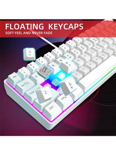 Rock Pow Rock Pow 60% Wired Gaming Keyboard, 61 Keys RGB Backlit Wrist Rest Ultra-Compact Mini Waterproof Keyboard for PC Computer Gamer White  - Image 5