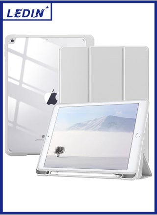 Case for iPad 9th Generation 2021/iPad 8th Generation 2020/iPad 7th Generation 2019 10.2 inch with Pencil Holder, Slim Protective Cover with Clear Back Shell, Auto Wake/Sleep, (Grey) - pzsku/ZFC6CA9A435A9599437C0Z/45/1752145408/7b0063d3-436a-4f36-817c-8b2c543dd63f