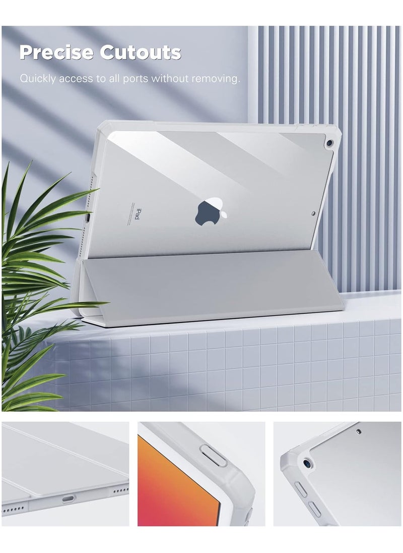 Case for iPad 9th Generation 2021/iPad 8th Generation 2020/iPad 7th Generation 2019 10.2 inch with Pencil Holder, Slim Protective Cover with Clear Back Shell, Auto Wake/Sleep, (Grey)
