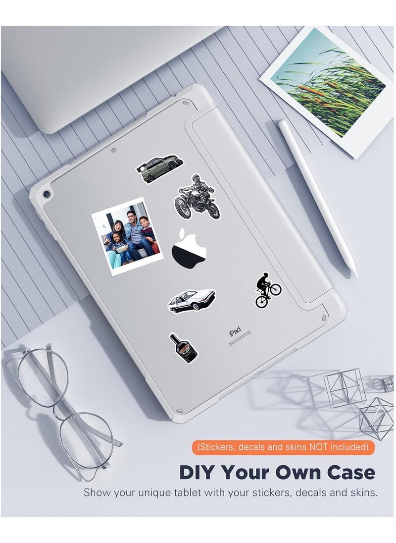 Case for iPad 9th Generation 2021/iPad 8th Generation 2020/iPad 7th Generation 2019 10.2 inch with Pencil Holder, Slim Protective Cover with Clear Back Shell, Auto Wake/Sleep, (Grey)