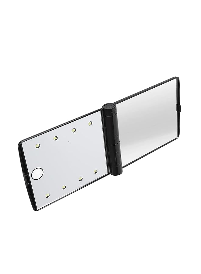إيروريكس مرآة مكياج مضيئة قابلة للطي مع 8 قطع من رقائق الضوء المحمولة بإضاءة LED مزدوجة الجوانب للاستخدام في الهواء الطلق باللون الأسود - Image 3