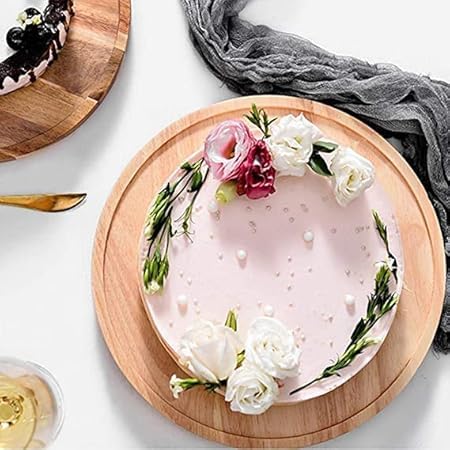 RIGJAK Wooden Cake Display Plate - Single Stand for Showcasing Cakes and Cupcakes | Clear Acrylic Dome Lid, Cake Display Server Tray for Kitchen, Round Cake Cutting Holder - Image 4