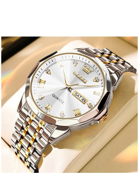 Watches for Men Fashion Stainless Steel Quartz Analog Water Resistant Watch 9931