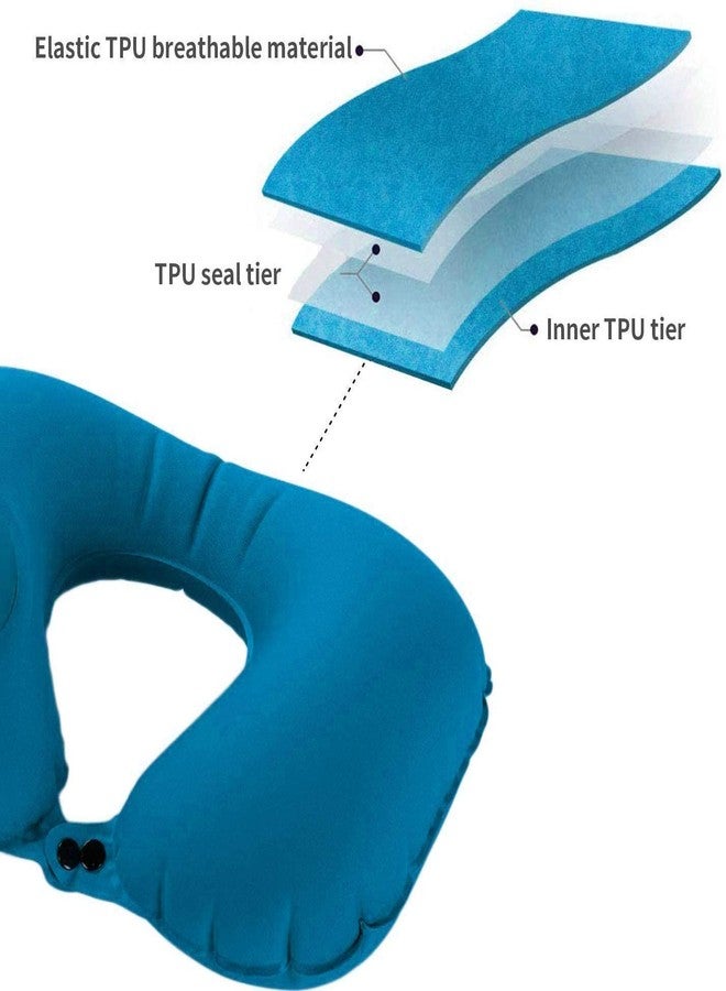 Sakar Automatic Air Inflatable U-Shape Travel Pillow | Press-Type Neck for Airplane, Car, Office, Bed Lightweight Folding Cushion Multi-Color Ring Head, & Shoulder Support - Image 3