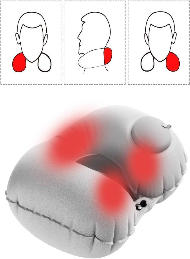 Sakar Automatic Air Inflatable U-Shape Travel Pillow | Press-Type Neck for Airplane, Car, Office, Bed Lightweight Folding Cushion Multi-Color Ring Head, & Shoulder Support - Image 2