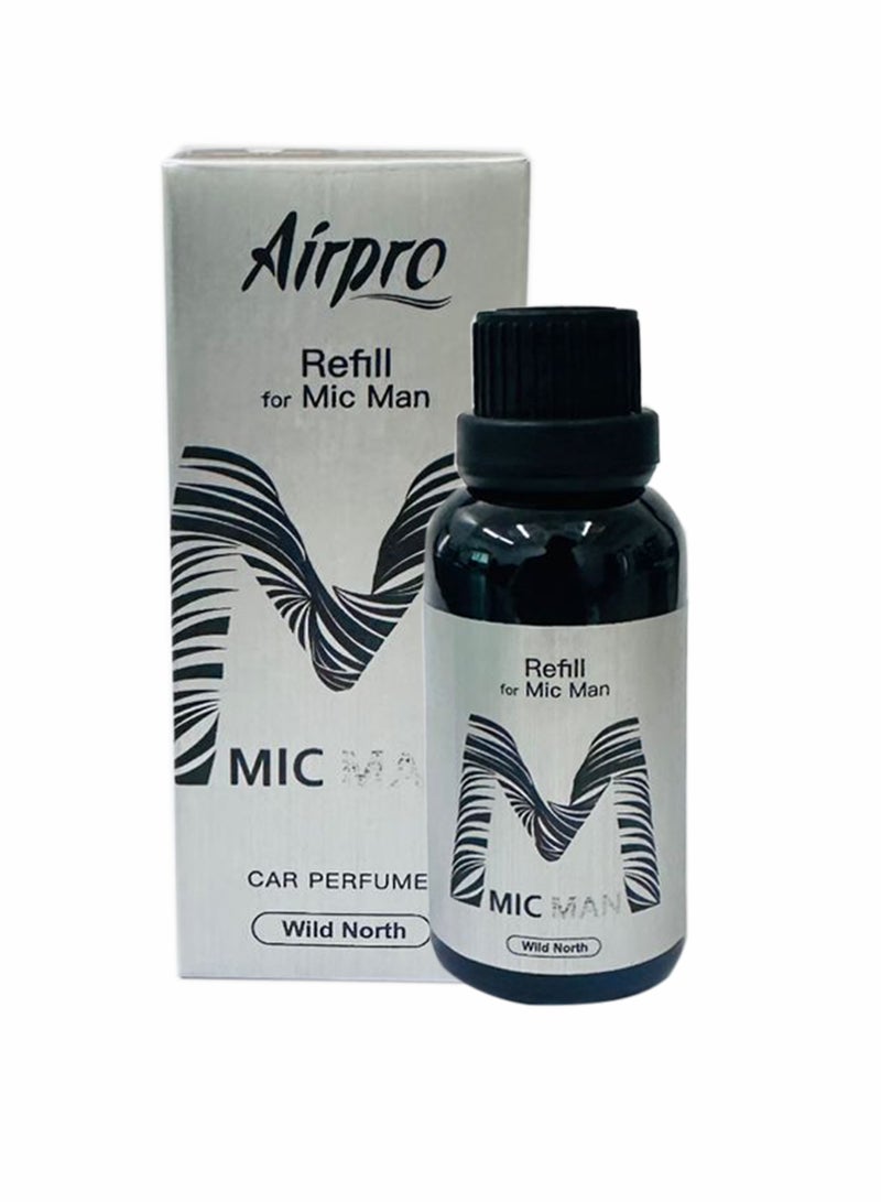 Airpro Mic Man| Wild North Refill | 30 ml | Bold and Refreshing Wilderness-Inspired Fragrance 