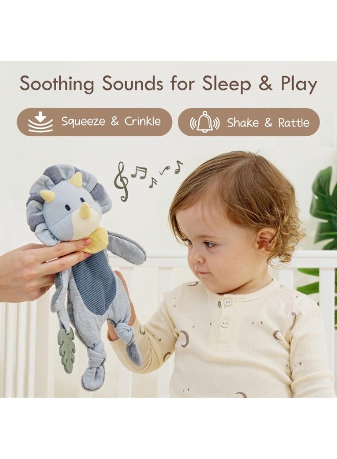 Moonkie Dinosaur Baby Lovey with Silicone Teether | Soft Security Blanket & Sensory Crinkle Toy for Newborn Boys | Baby Shower & Birthday Gift - Image 4