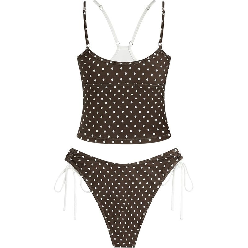 ZAFUL Women Double Layer Tankini Set V Neck Color Block Swimsuit Side Tie Two Piece Bathing Suit - Image 3