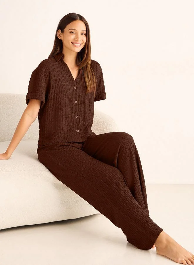 Splash FAV Coord Set with Shirt & Wide Leg Pants
