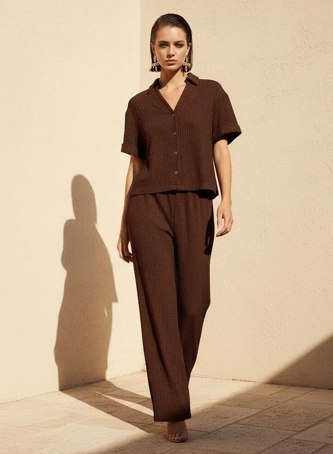 Splash FAV Coord Set with Shirt & Wide Leg Pants