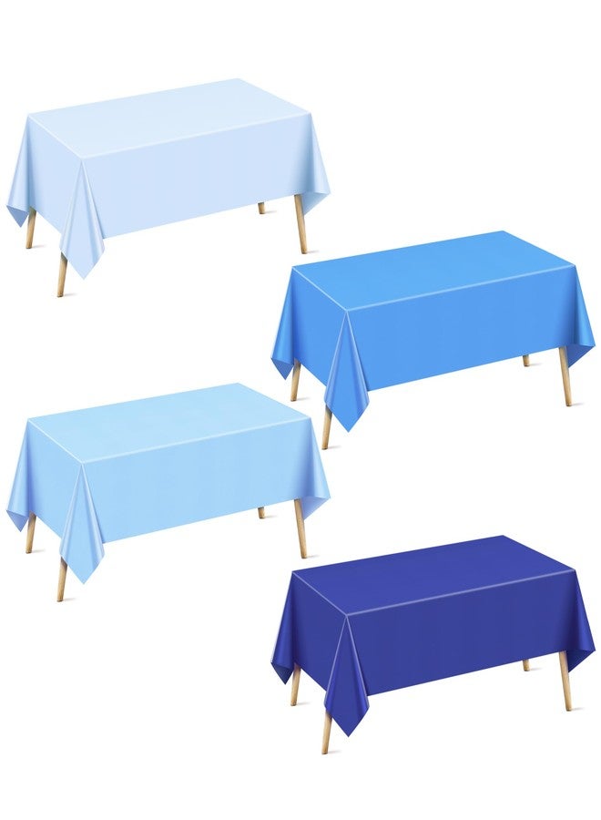 Just Shimmer 4 Pieces Light Blue Series Rectangle Tablecloth, 54x72" Solid Color Waterproof & Spillproof Disposable Plastic Table Cover, Durable Party Tablecloth for Dining, Buffet, Picnic, Outdoor Events - Image 1