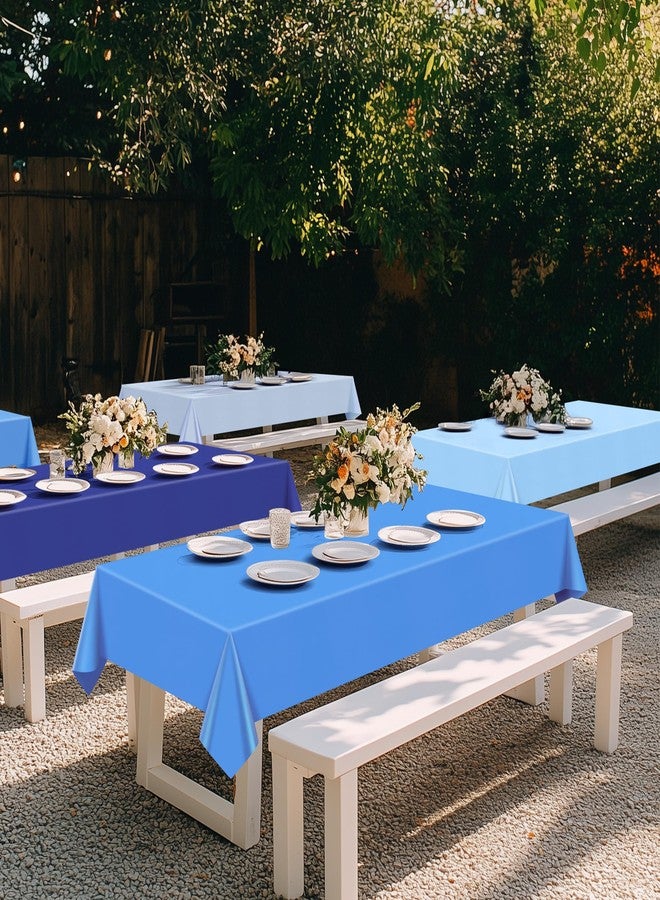 Just Shimmer 4 Pieces Light Blue Series Rectangle Tablecloth, 54x72" Solid Color Waterproof & Spillproof Disposable Plastic Table Cover, Durable Party Tablecloth for Dining, Buffet, Picnic, Outdoor Events - Image 4