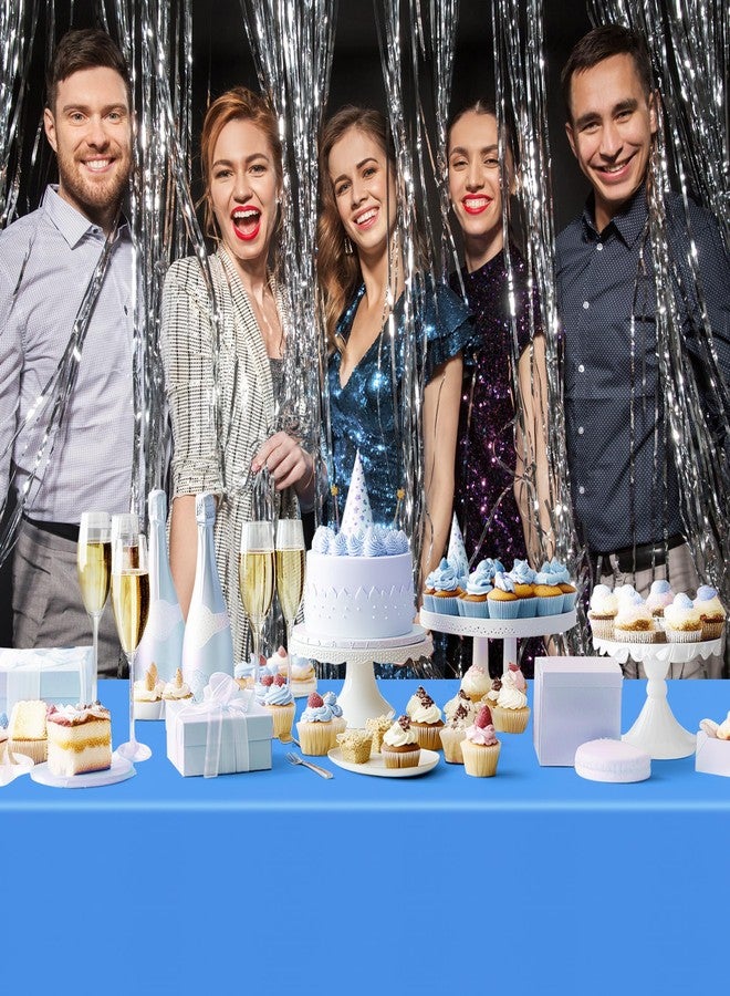 Just Shimmer 4 Pieces Light Blue Series Rectangle Tablecloth, 54x72" Solid Color Waterproof & Spillproof Disposable Plastic Table Cover, Durable Party Tablecloth for Dining, Buffet, Picnic, Outdoor Events - Image 5