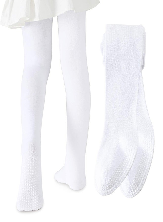 Mini angel Baby Girl Tights Non Slip Baby Tights Seamless Cotton Pantyhose Toddler Stockings Winter Warm Leggings Non-Skid for 2-4 Years 1 Pack (White, L) - Image 1