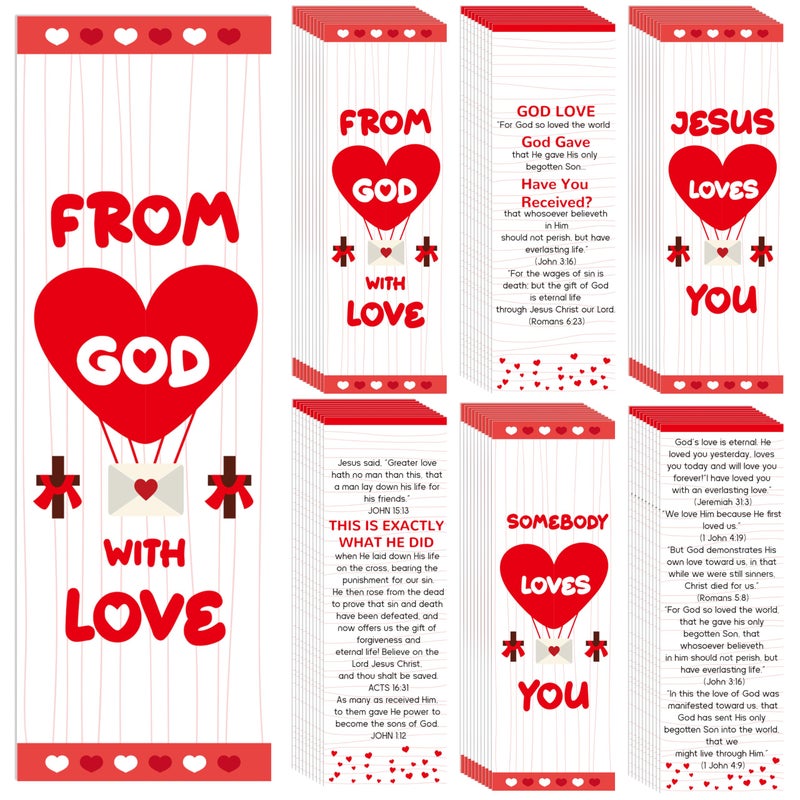 TICIAGA 60Pcs Valentine's Day Bible Verses Bookmarks Bulk for Kid, Christian Scripture Reading Bookmarks Prayer Gospel Tracts for Sunday School, Jesus Loves You Evangelism Church Gifts for Women Girls - Image 1