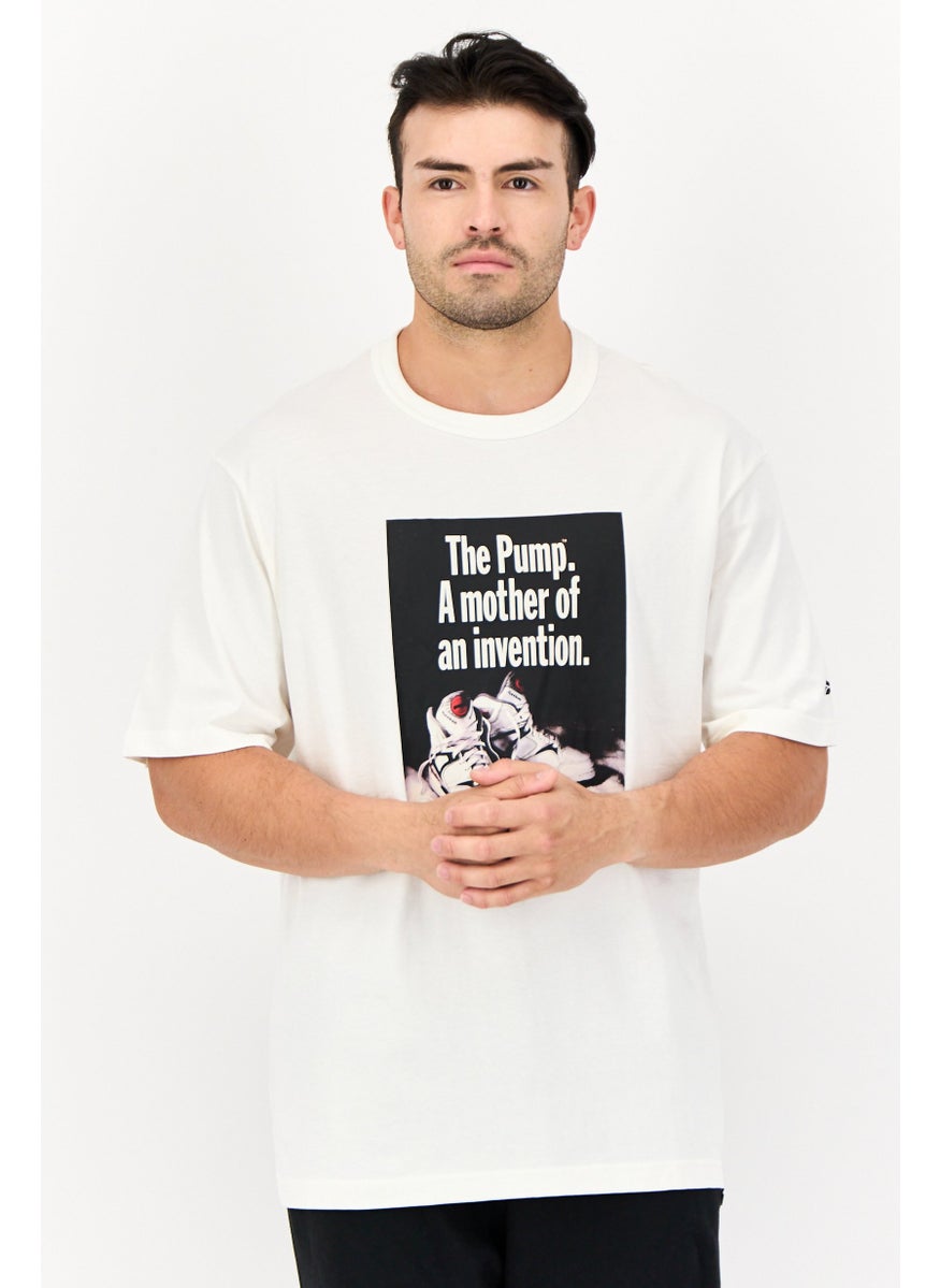Reebok Men Sportswear Fit Short Sleeve Outdoor T-Shirt, Off White  - Image 1