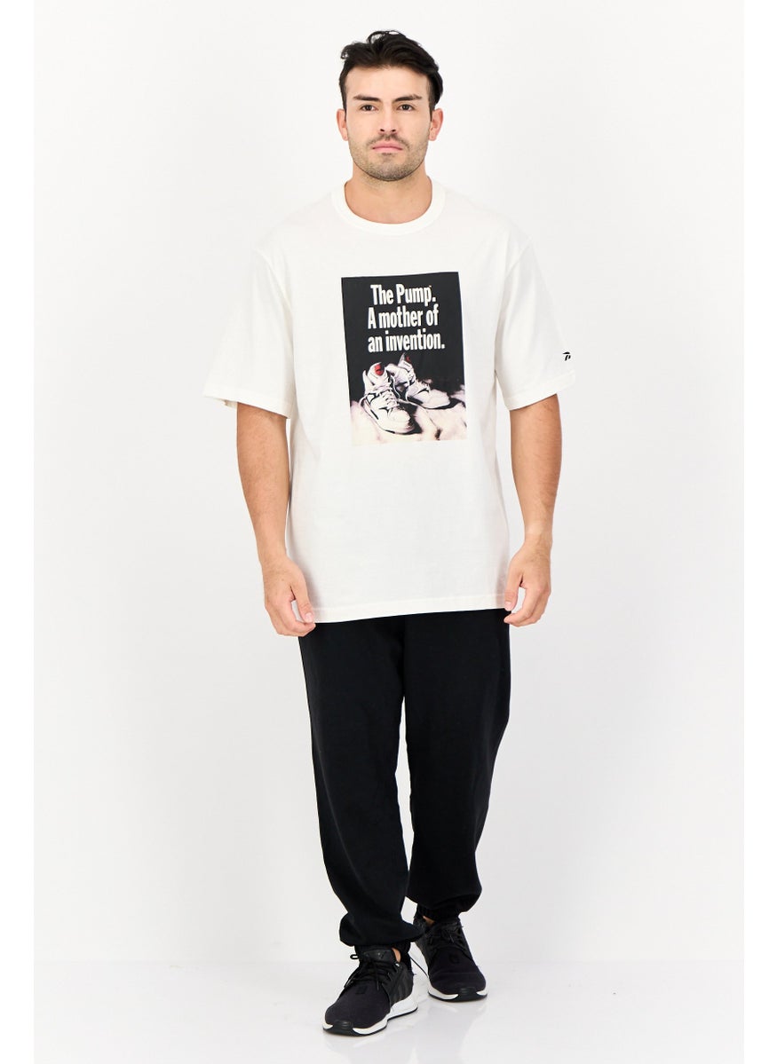 Reebok Men Sportswear Fit Short Sleeve Outdoor T-Shirt, Off White  - Image 3