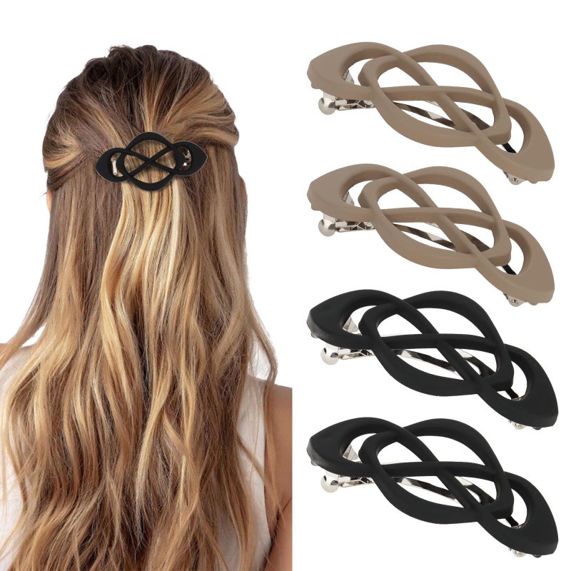 Amariver Hair Barrettes for Women 4packs Hair Clips French Barrette Khaki and Black Clip Stylish Accessories for Women Girls - Image 1