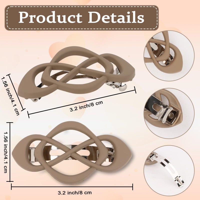 Amariver Hair Barrettes for Women 4packs Hair Clips French Barrette Khaki and Black Clip Stylish Accessories for Women Girls - Image 2