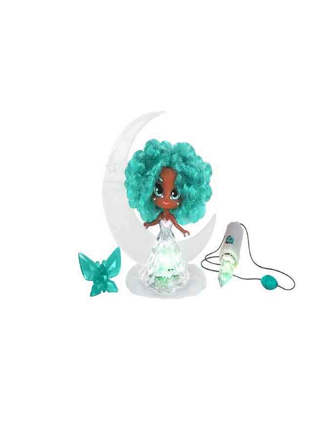 Skyrocket Crystalina Dolls - Turquoise Girls Collectible Toys with Color Changing LED Dress and Amulet Necklace - Image 2