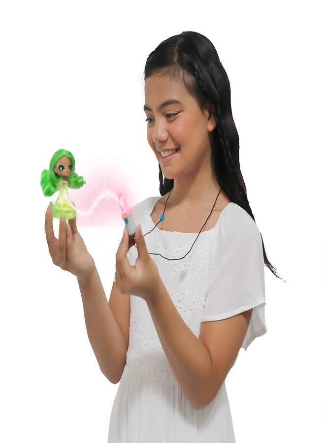 Skyrocket Crystalina Dolls - Turquoise Girls Collectible Toys with Color Changing LED Dress and Amulet Necklace - Image 3