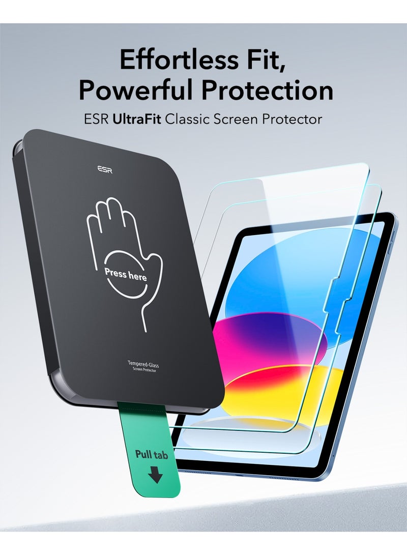 اي اس ار حماية شاشة ESR عبوة 2 لجهاز iPad A16 الجيل 11/10 (11 بوصة/10.9، 2025/2022)، فيلم زجاج مقسى 9H مع صينية UltraFit، دعم قلم أبل، مقاوم للخدوش، وضوح عالي، خالي من الفقاعات - Image 2