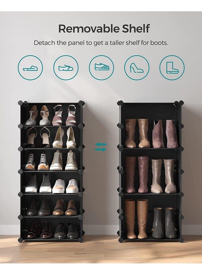 Zemic DIY Shoe Rack Plastic Shoe Rack for Home PP Plastic Shelves Household, Shoe Rack with Door Outdoor for Heels/Shoes for Entryway,Hallway,Bedroom Living Room (Black, 12-Shelf-6-Door) - Image 3