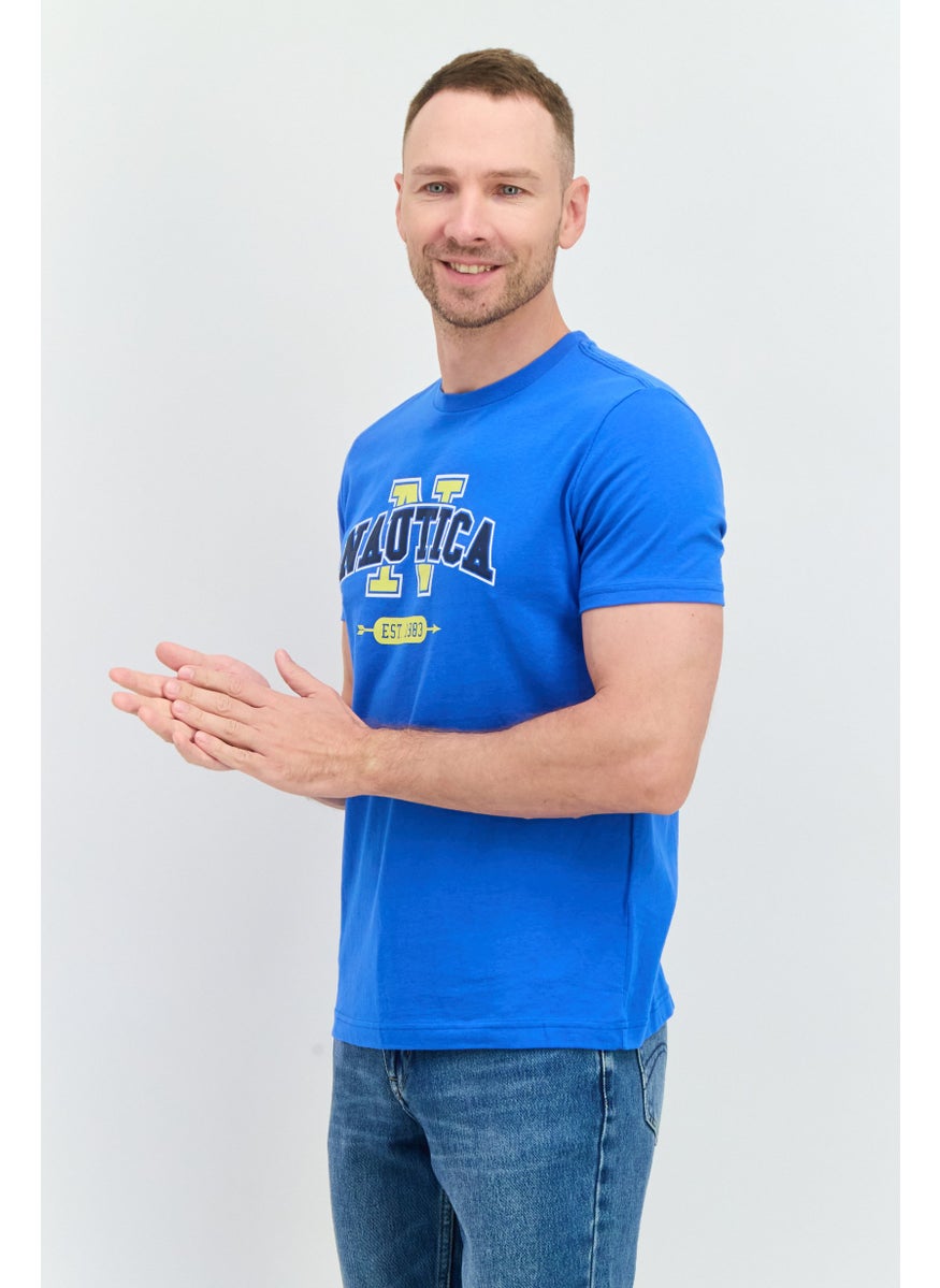 NAUTICA Men Crew Neck Short Sleeve Brand Logo T-Shirt, Blue  - Image 2
