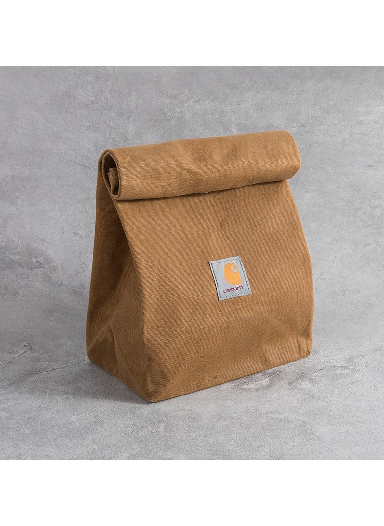 carhartt Versatile Stylish Portable Canvas Lunch Bag Trendy Bento Tote for Men and Women Casual Workwear Travel Pouch(Brown)  - Image 1