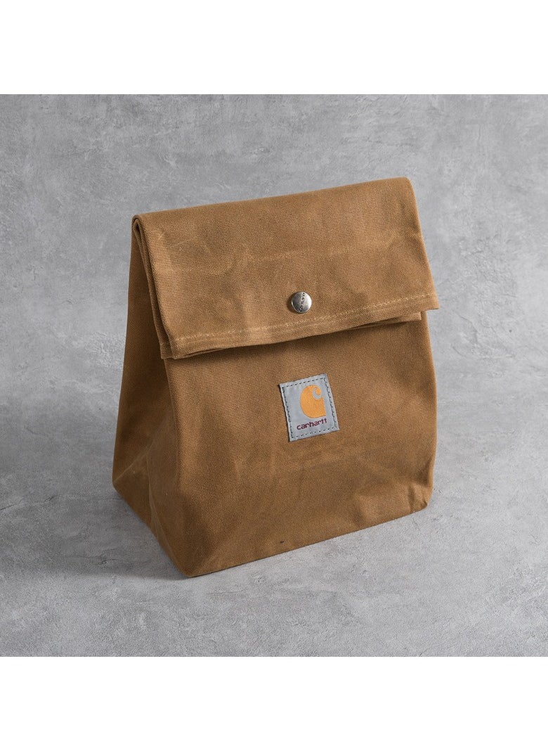 carhartt Versatile Stylish Portable Canvas Lunch Bag Trendy Bento Tote for Men and Women Casual Workwear Travel Pouch(Brown)  - Image 4