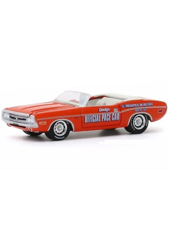 1971 Challenger Convertible Official Pace Car Orange 55th Indianapolis 500 Mile Race Hobby Exclusive 1/64 Diecast Model Car by Greenlight 30144