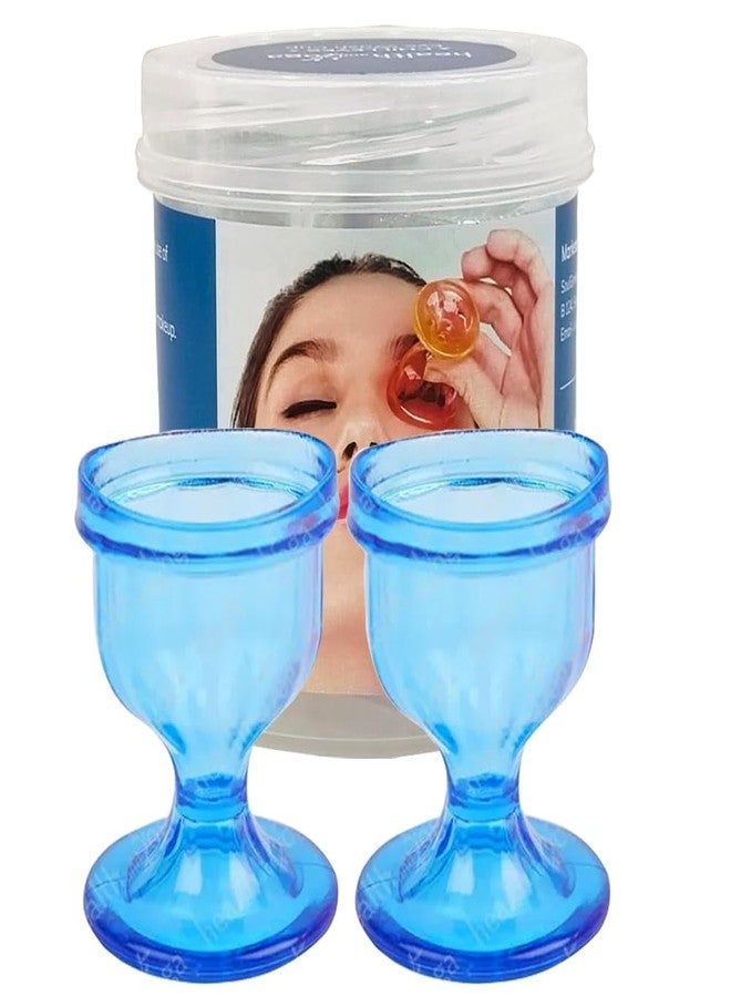 HealthAndYoga® ChillEyes Plastic Eye Wash Cups (Blue, Pack of 2)- Smooth Finish- Ayurvedic Gentle Way to Refresh Eyes without Harsh Rubbing - Relieves Eye strain, Redness, Irritation - Image 1