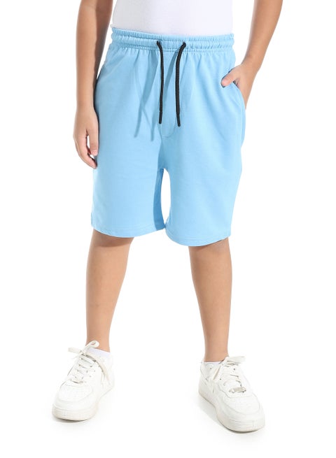Knee Length Plain Loose Fit Short _ Light Blue