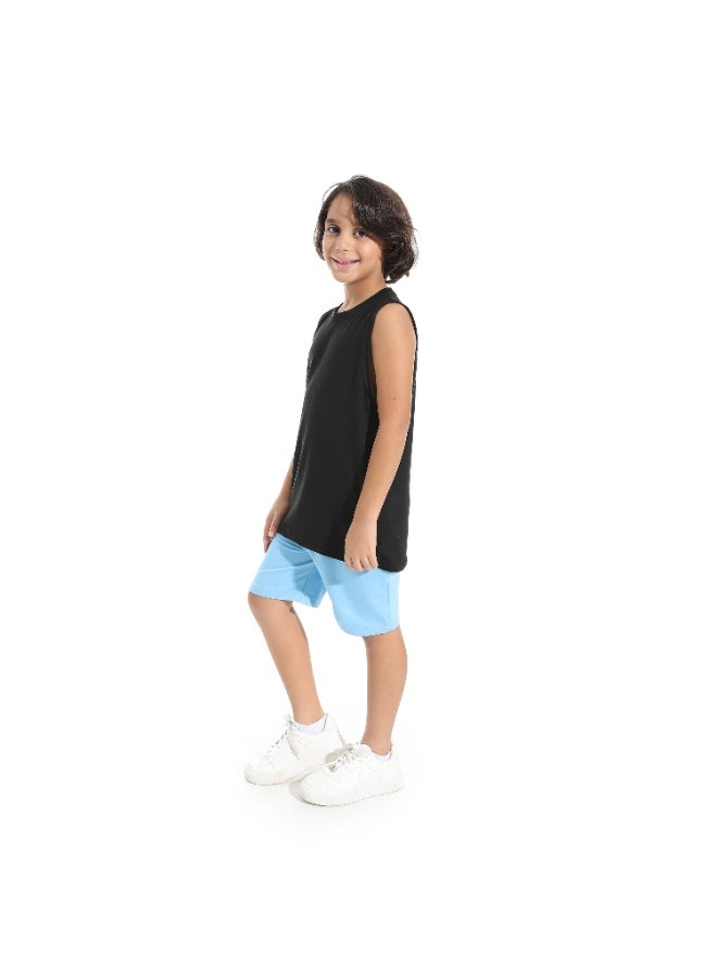 Andora Knee Length Plain Loose Fit Short _ Light Blue - Image 2