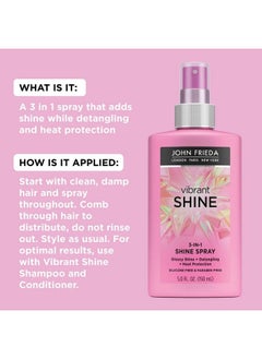 John Frieda Vibrant Shine Spray Glossy Hair Treatment & Weightless Argan Oil Spray For Detangling With Heat Protectant Up To 450F 5 Ounce  - Image 4