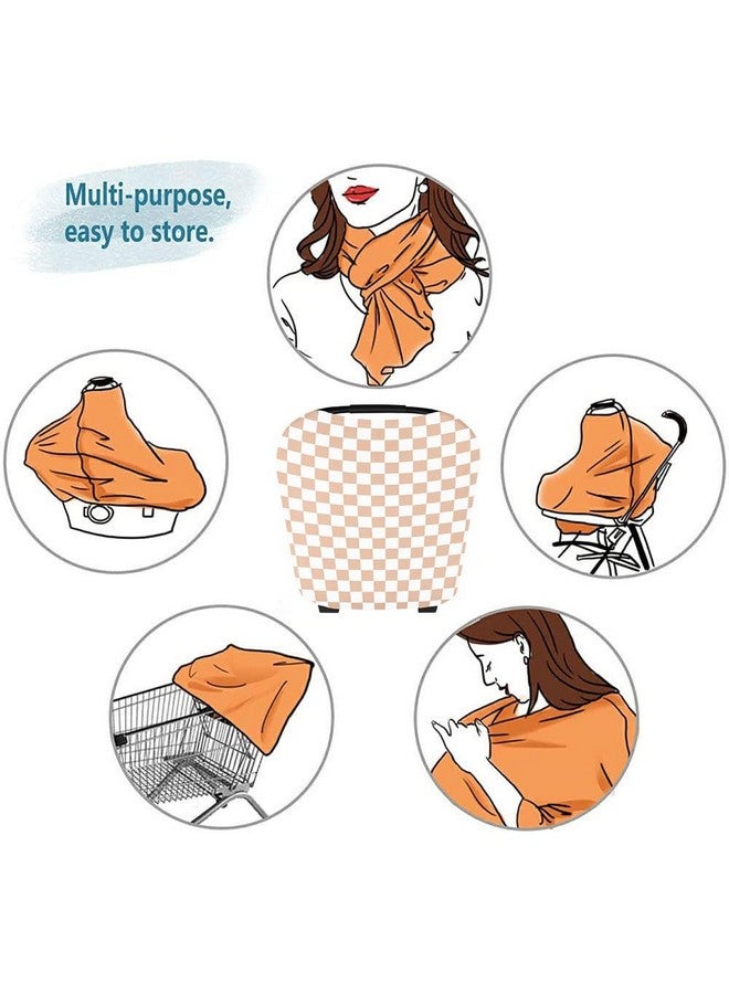 Little Jump Little Jump Multi-use Baby Carseat Cover, Breathable Nursing Cover, High Stretchy Infant Carseat Canopy, Stroller Cover, Car Seat Covers for Bbies, Boys & Girls (Cream Checkered)  - Image 3