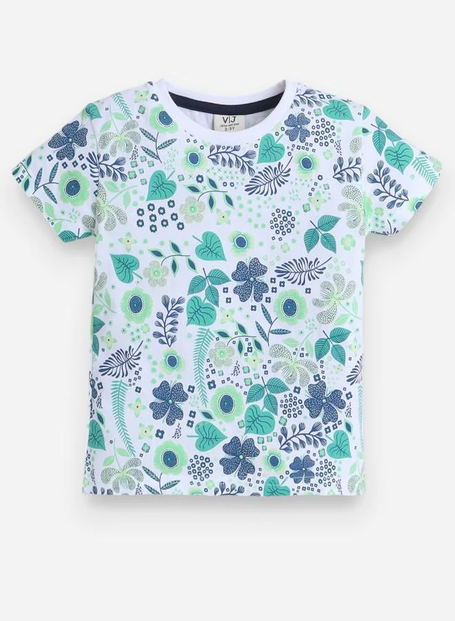 victor and jane All-Over Printed Cotton T-Shirt and Shorts Set